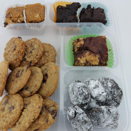 Zaza's sampler- revel delight bar, crinkles, 3 types of cookies, brownies